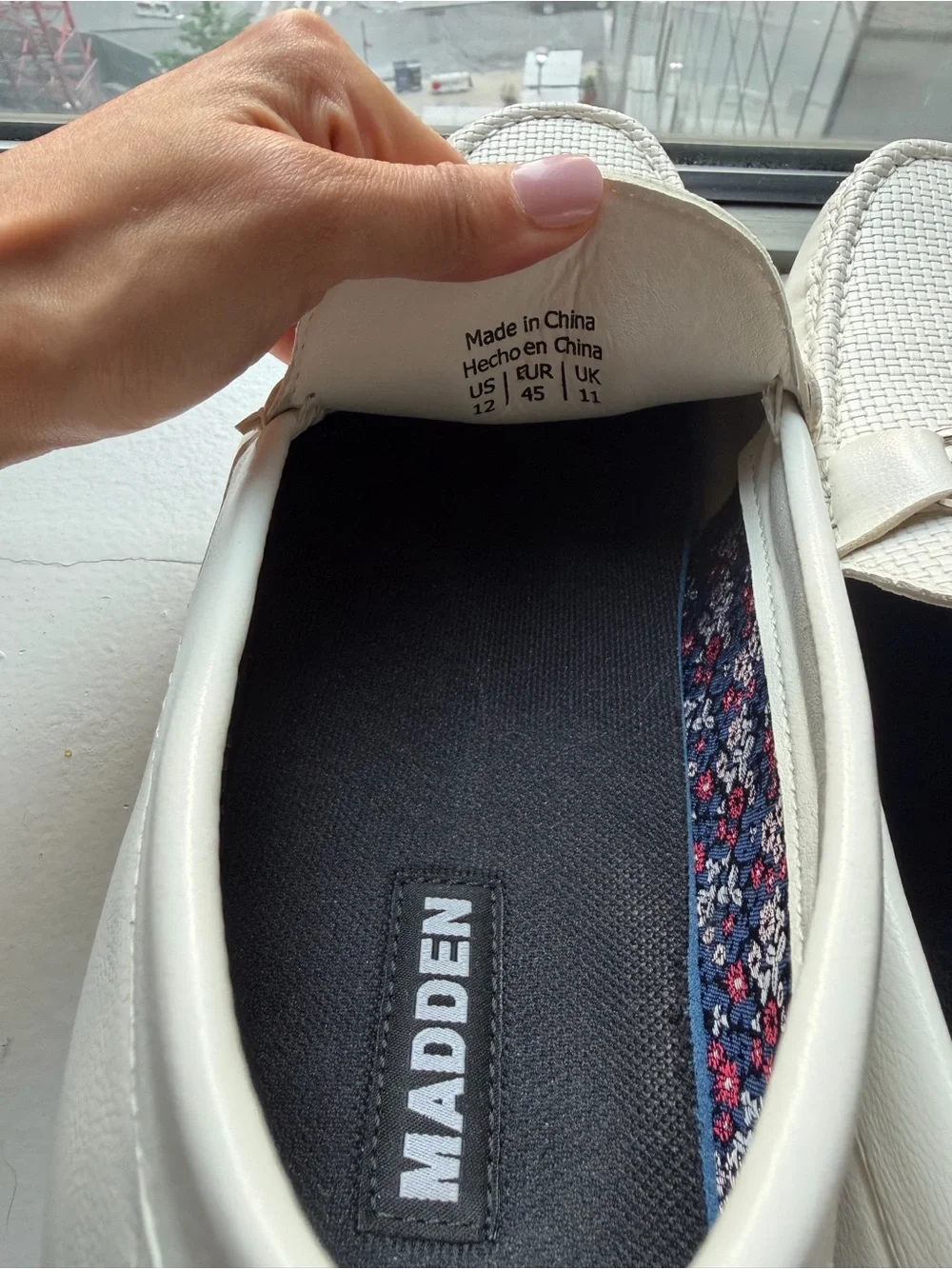 Steve Madden White Slip-On Driving Loafers